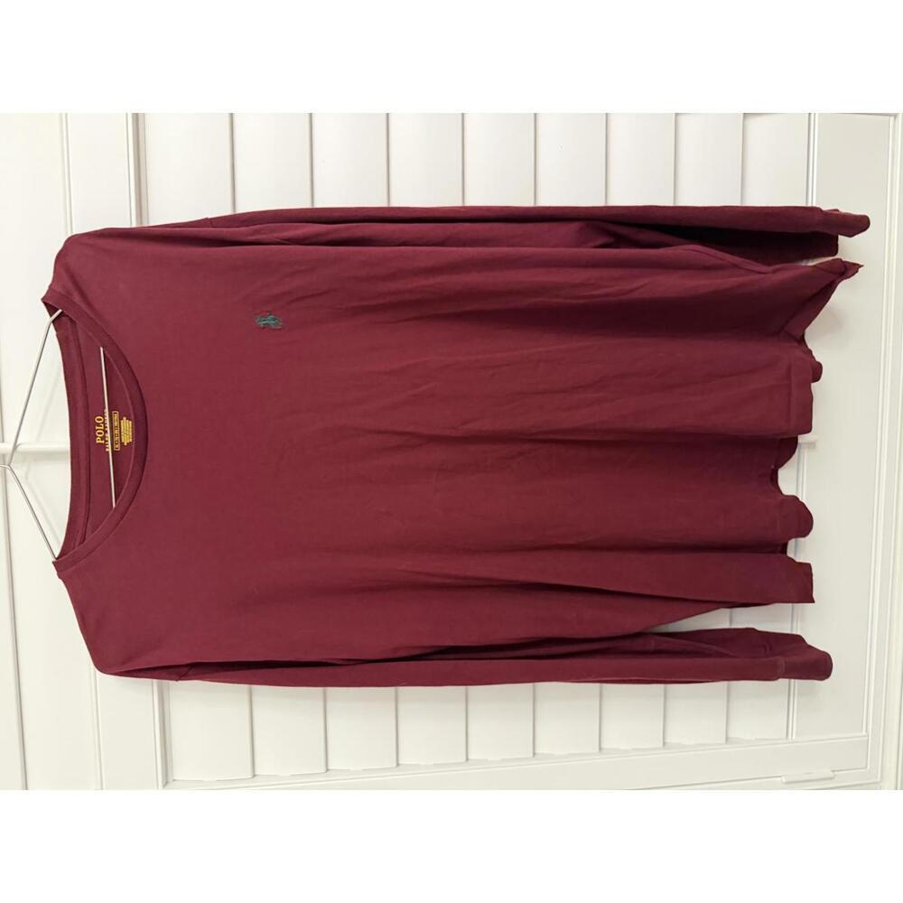 Polo Ralph Lauren Men’s long-sleeve crewneck t-shirt in maroon red size XL